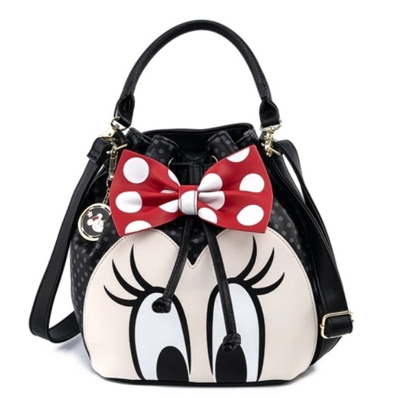 *SOLD* 🌺HP🌺 Loungefly Minnie Mouse Bow Crossbody Bucket Bag - Picture 4 of 7